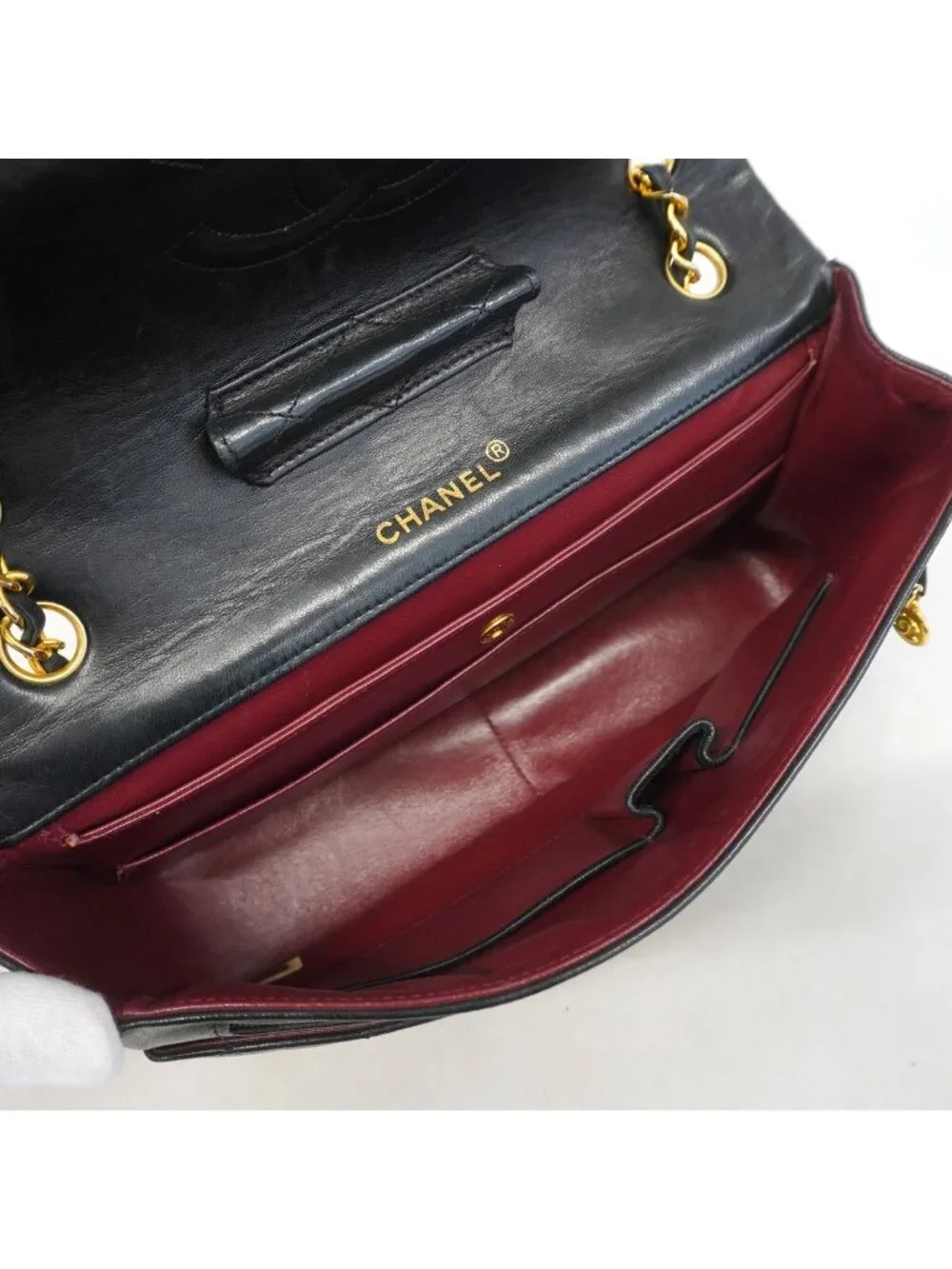 Chanel Shoulder Bag Quilted Lambskin Black Gold